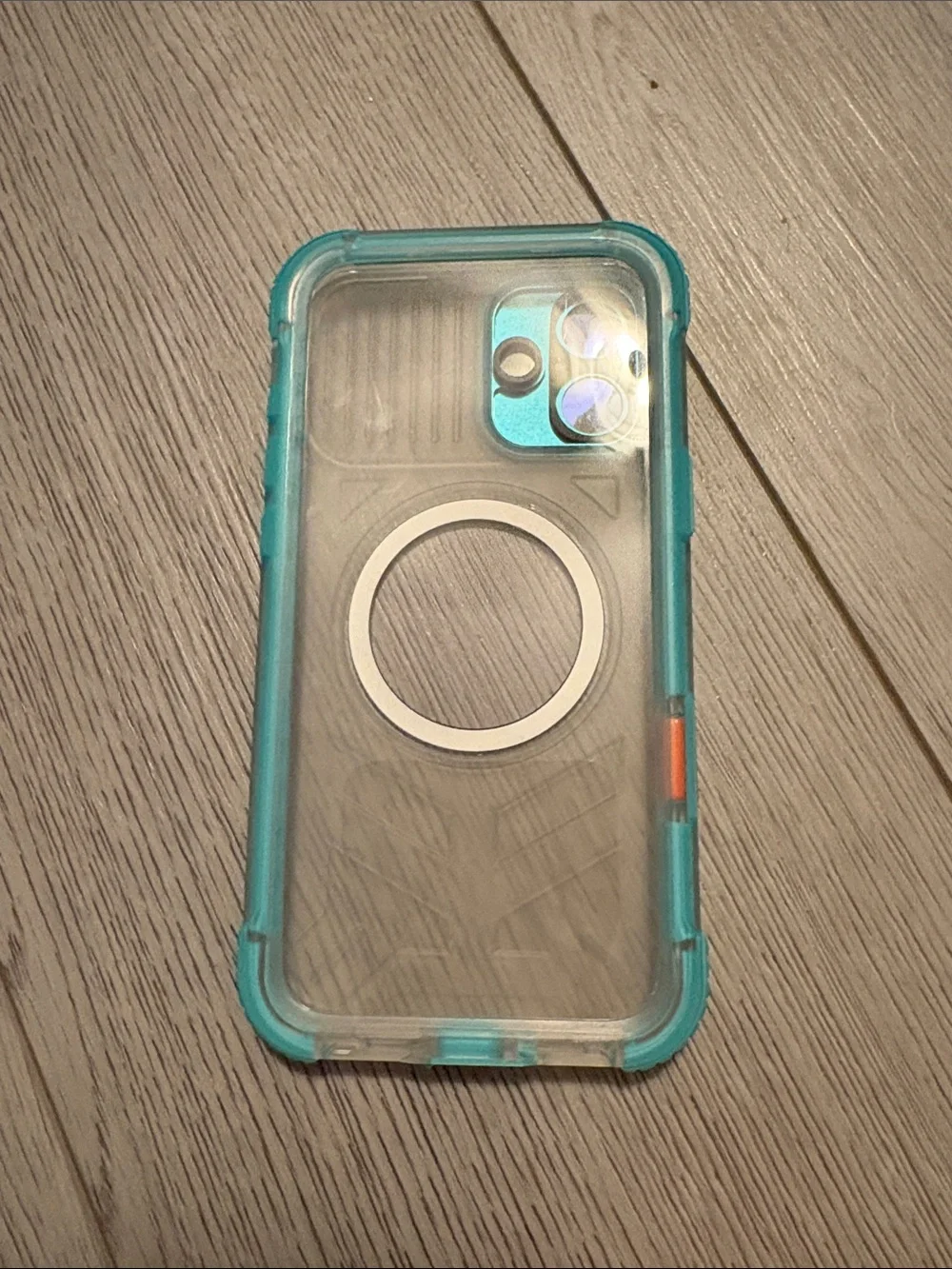 Clear Teal Protective Phone Case with MagSafe Ring